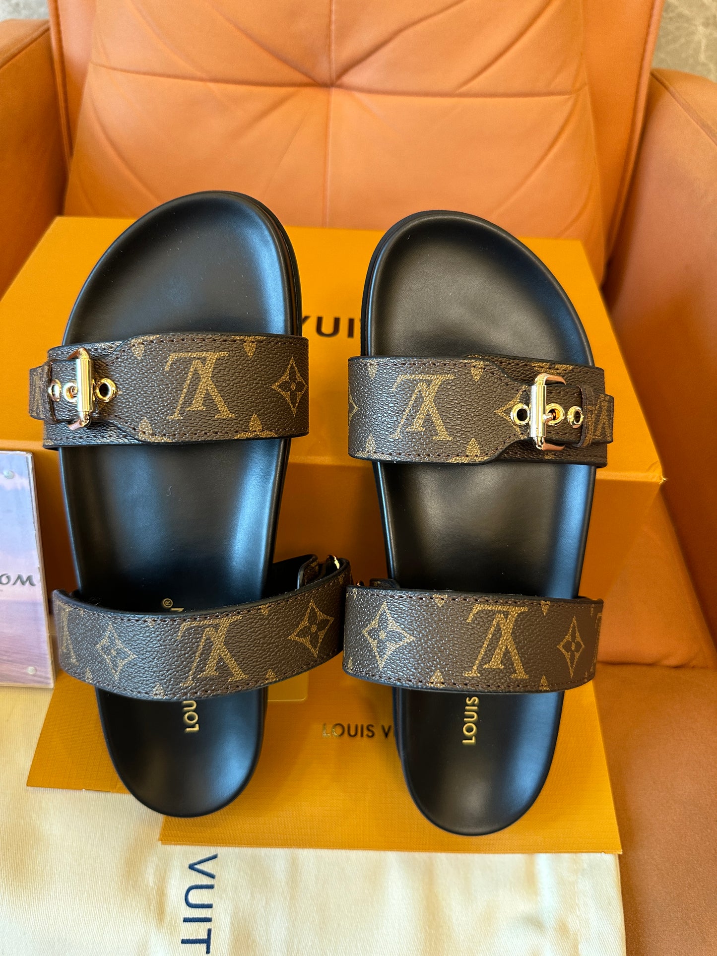 Sandálias de Couro Louis Vuitton – Tiras Duplas com Fivela