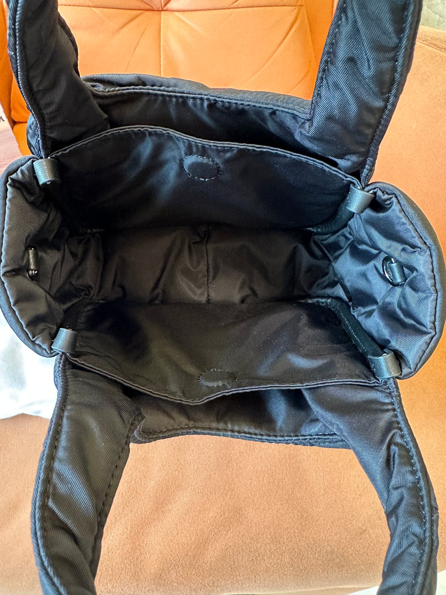 Prada Nylon Mini Padded Tote Bag with Logo Plaque