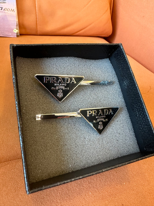 Prada Triangle Logo Hair Clip