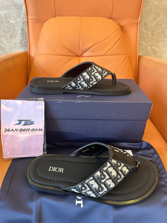 Dior Oblique canvas flip flops in black
