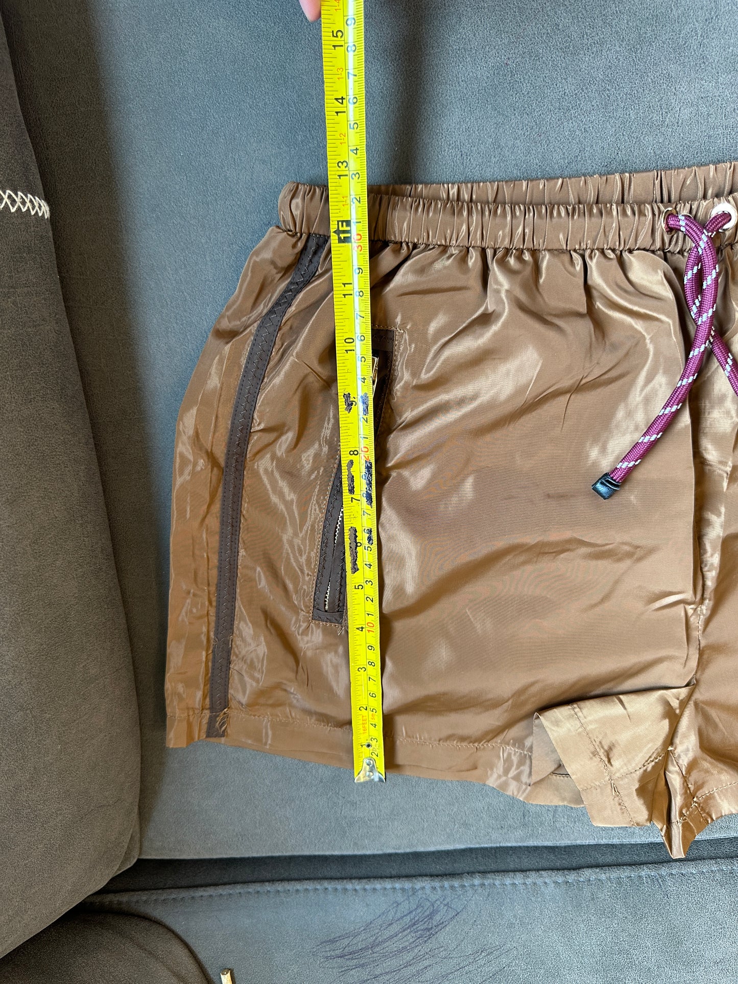 Miu Miu Brown Nylon Drawstring Shorts