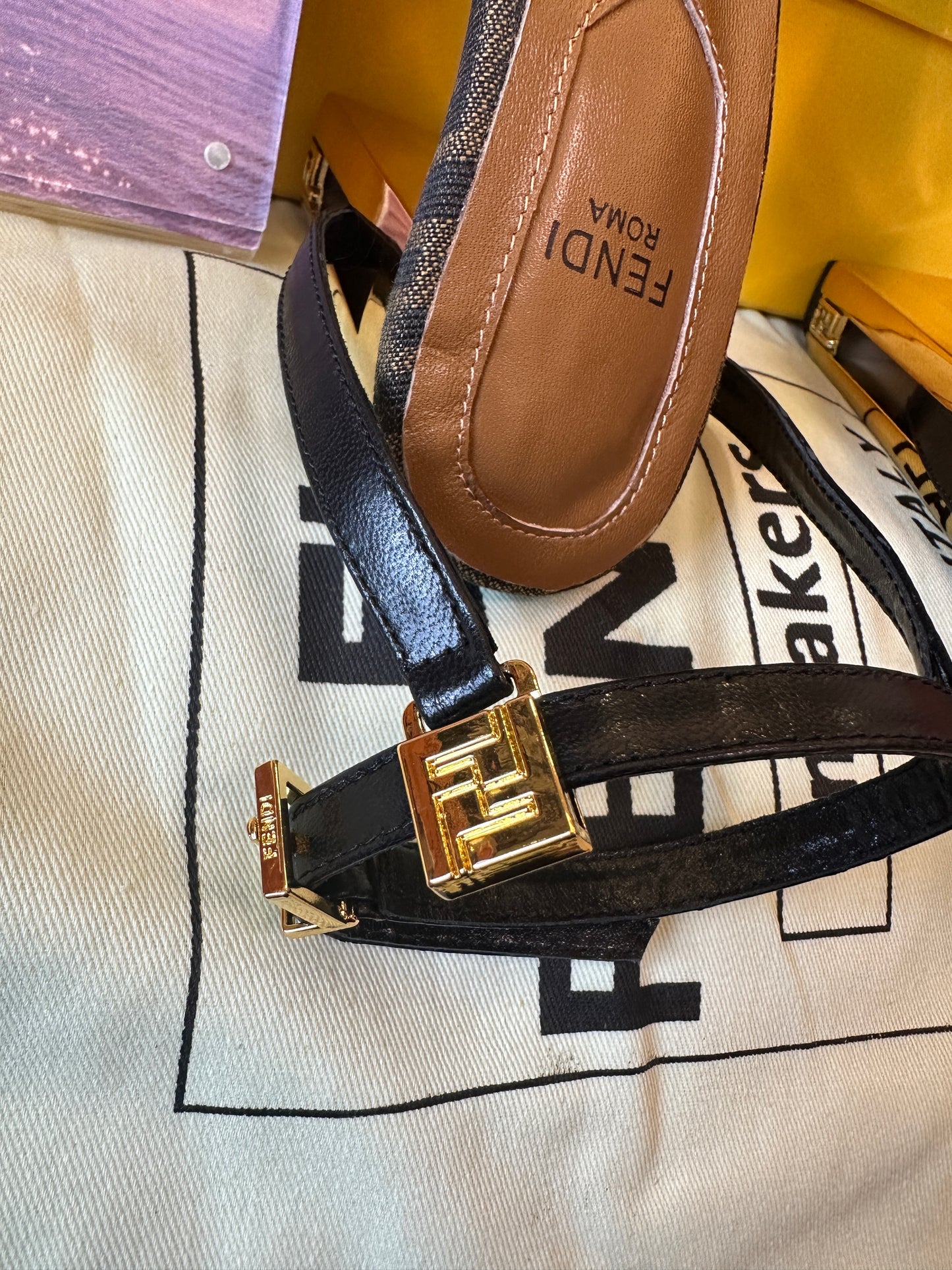 Fendi FF Logo Heeled Sandals Brown