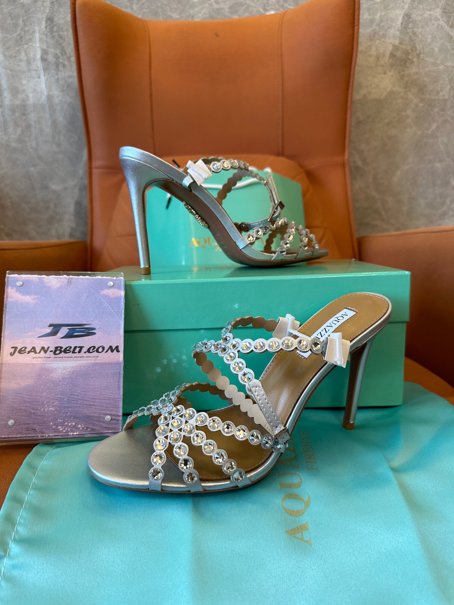 Aquazzura Crystal Embellished Strappy High Heel Sandals Silver Stiletto Mules