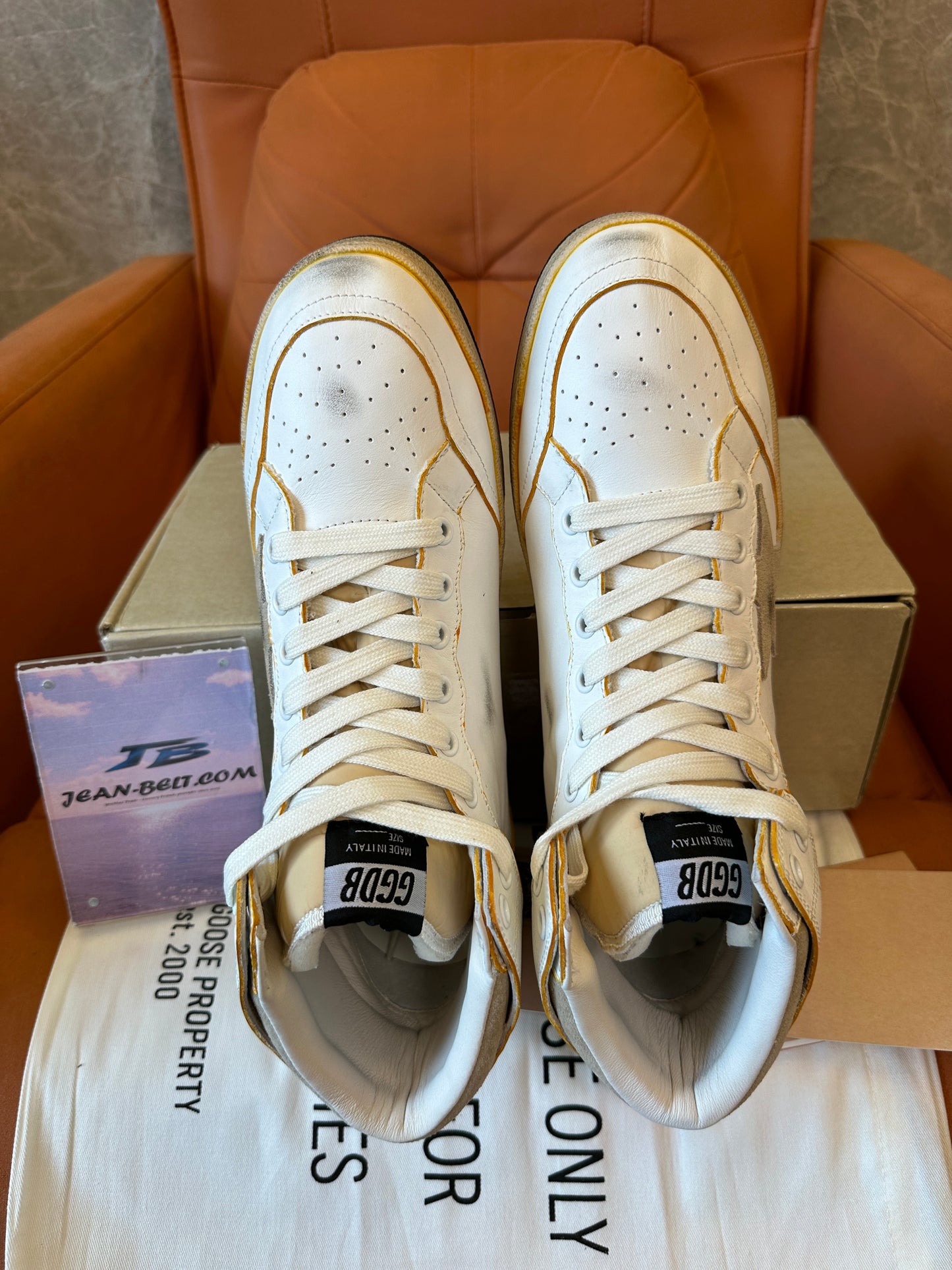 Golden Goose Sky-Star High Top Sneakers Leather Star Patch Vintage Style