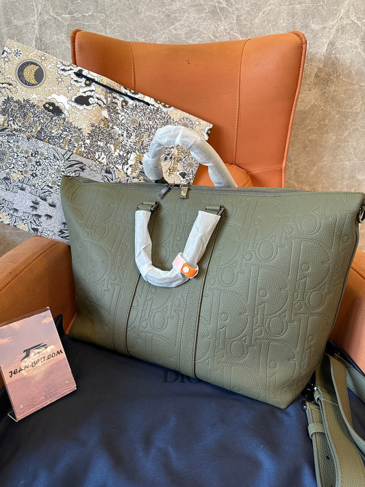 Dior Embossed Calfskin Travel Tote Bag
