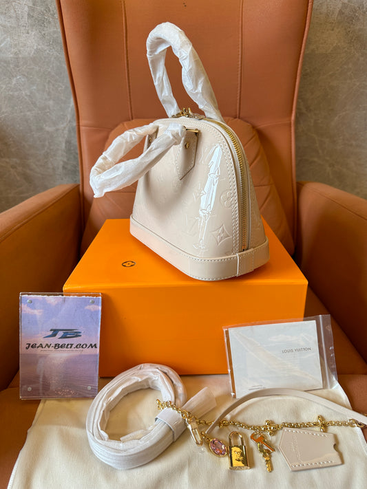 Louis Vuitton White Monogram Embossed Alma Handbag