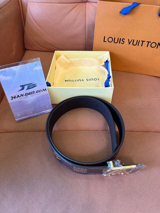 Louis Vuitton LV Initiales Belt — Dark Brown Damier Canvas, Gold-Tone Buckle