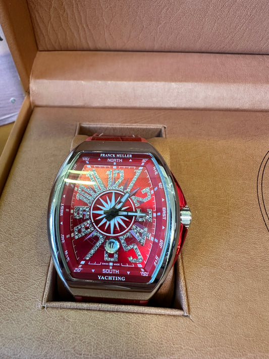 Franck Muller Vanguard Yachting V45 SC DT Red Dial Diamond Markers Men’s Watch