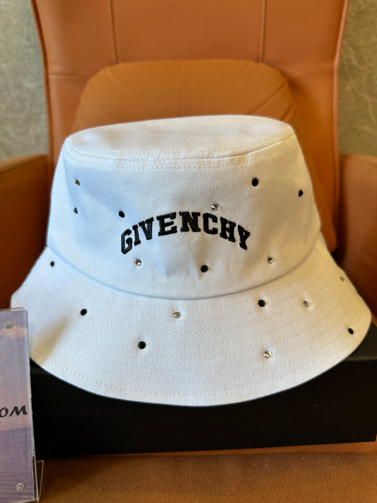 Givenchy White Bucket Hat with Embroidered Logo