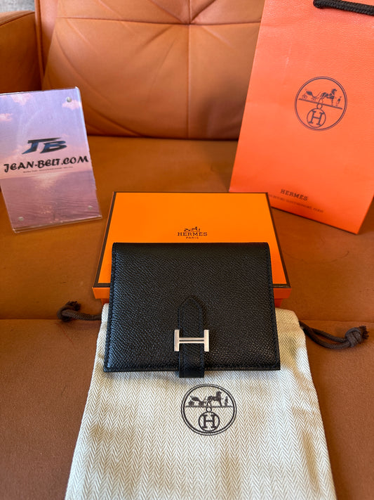 Hermes H Wallet in Black Epsom Leather with Palladium Hardware