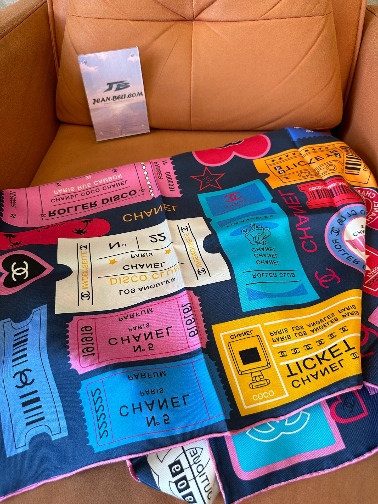 Chanel Ticket Print Silk Scarf – Multicolor
