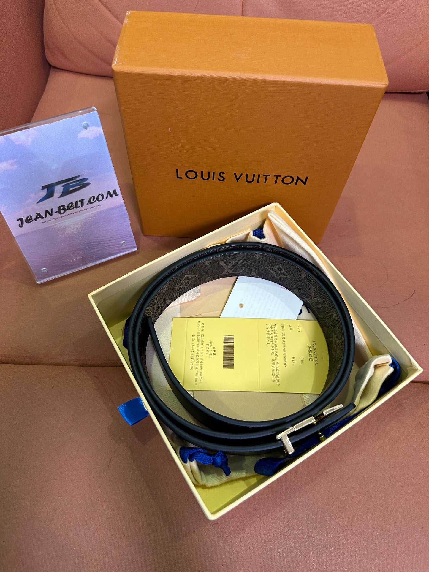 Louis Vuitton Monogram Canvas Belt Gold Buckle
