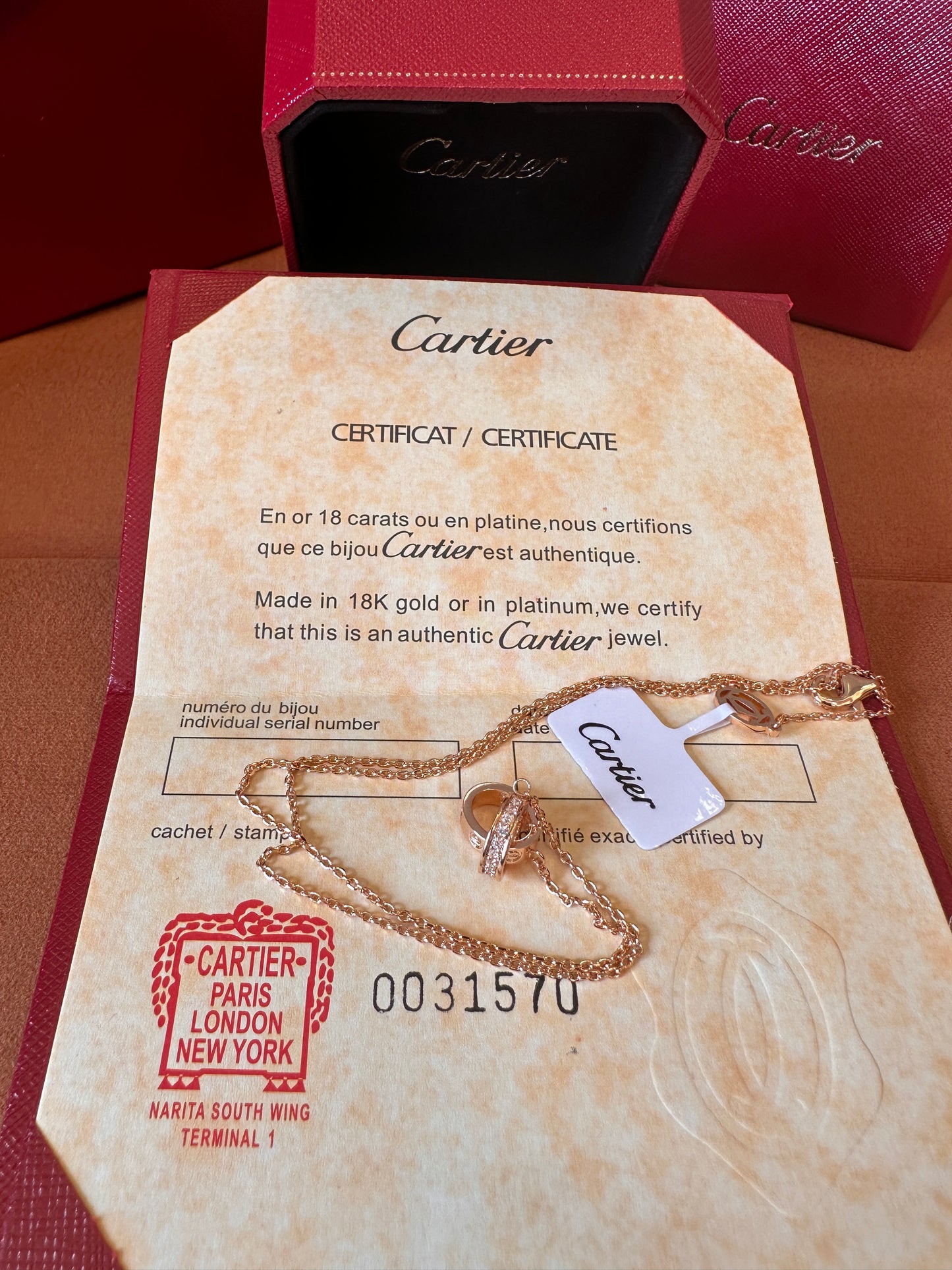 Cartier PG AU750 7.0G Love Necklace Gold
