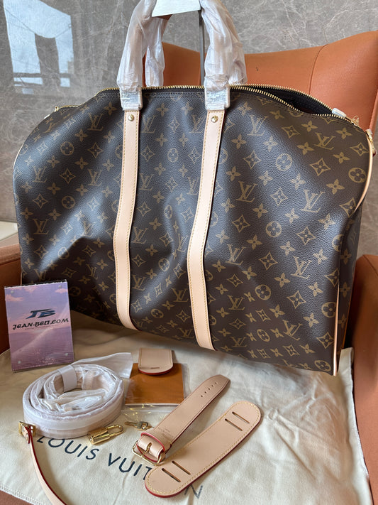 Louis Vuitton Keepall Bandoulière 50 Monogram Canvas Travel Bag with Strap