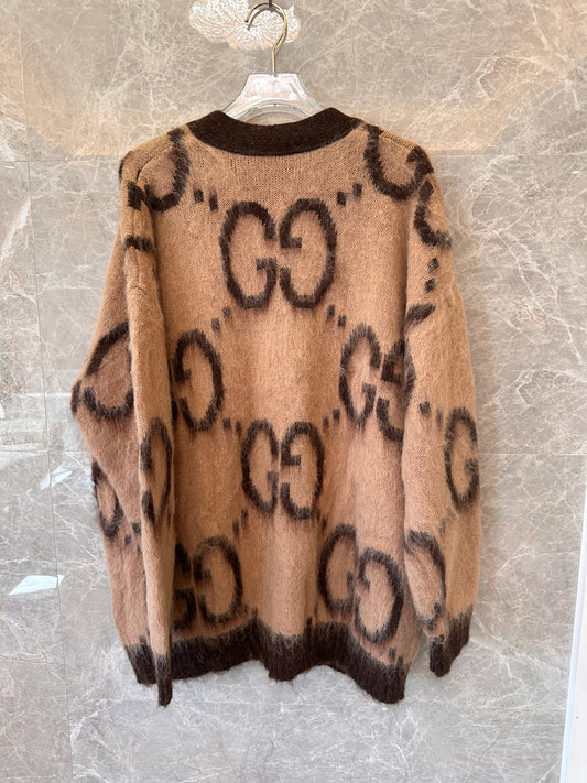 Cárdigan de lana mohair jacquard con GG de Gucci