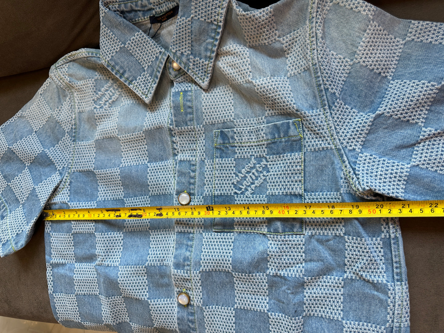Louis Vuitton Damier Short Sleeve Denim Shirt Blue