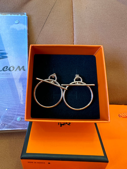 Hermes Chaine d’Ancre Loop Earrings Rose Gold