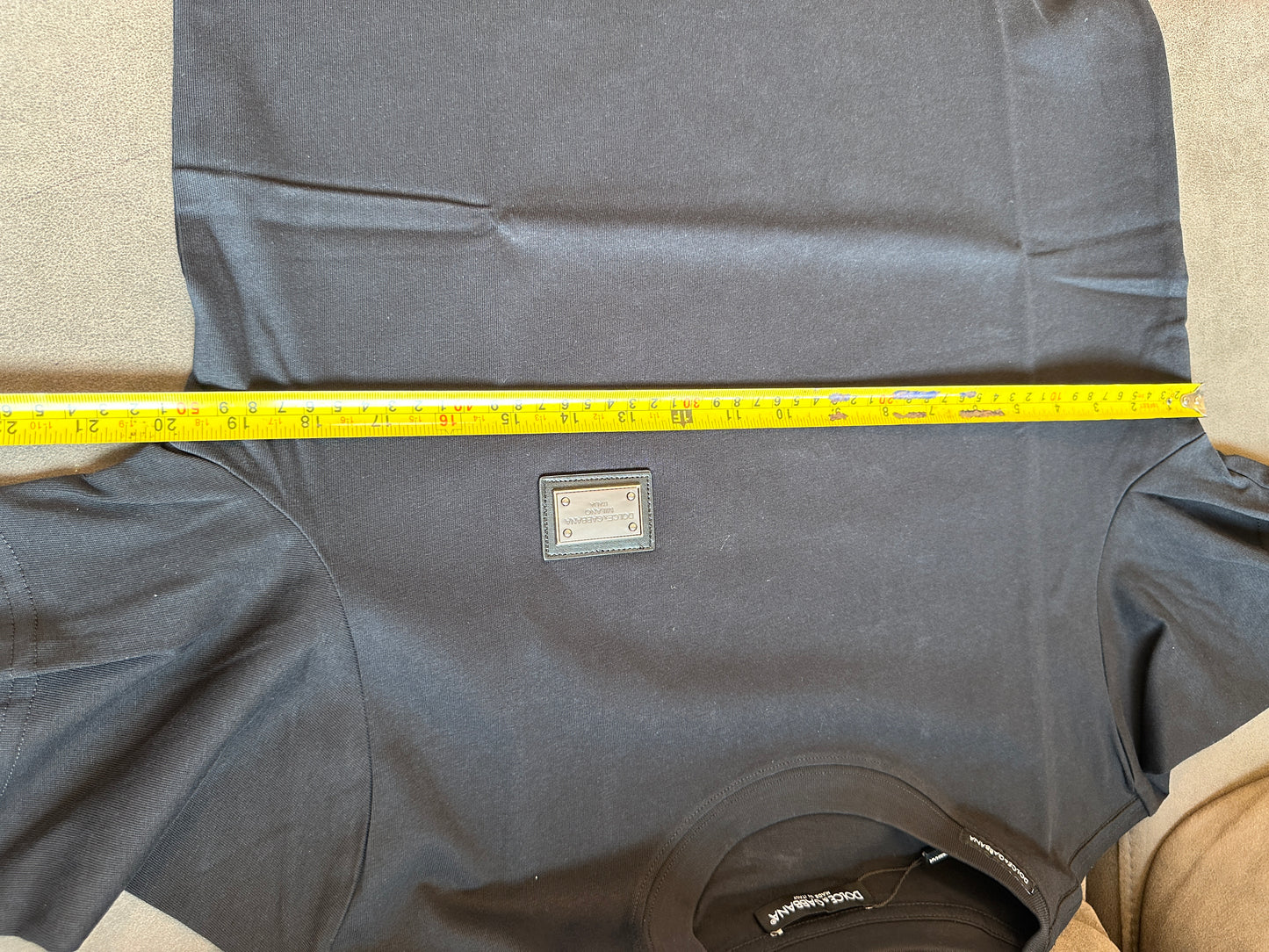 Dolce & Gabbana Black Cotton T-Shirt with Logo Patch