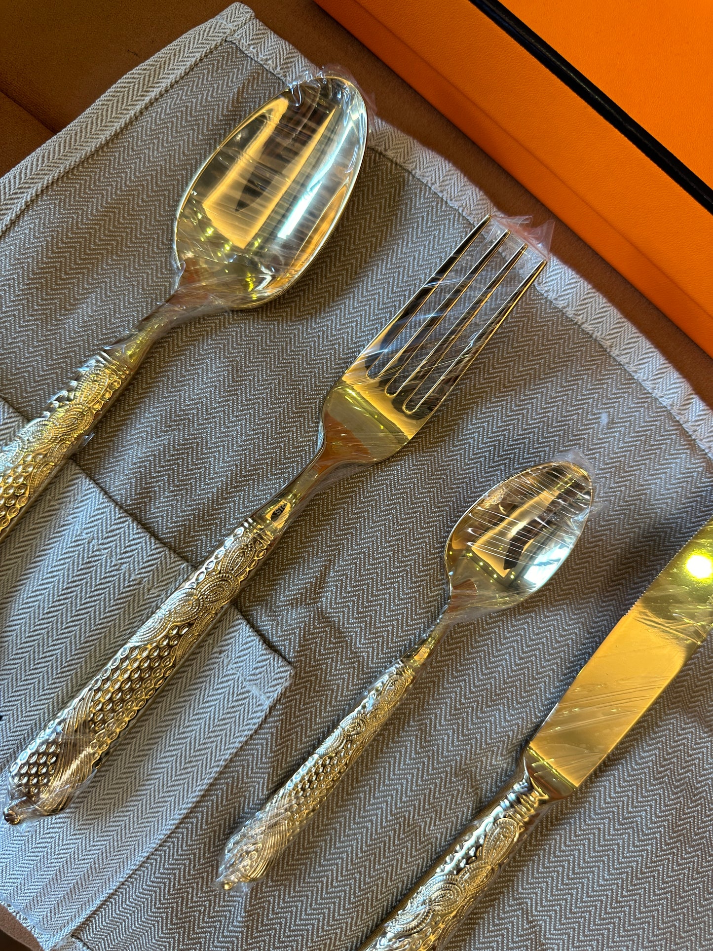 Hermès Gold-Plated Cutlery Set – 4-Piece Luxury Dining Flatware