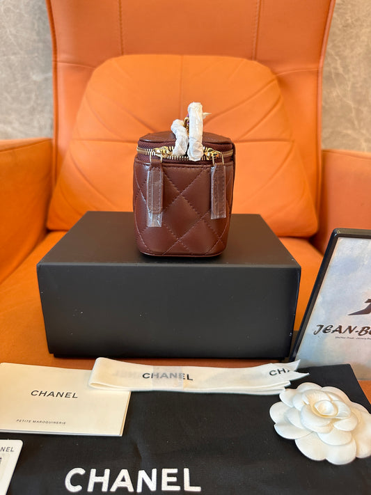 Chanel Mini Vanity Case in Quilted Burgundy Leather