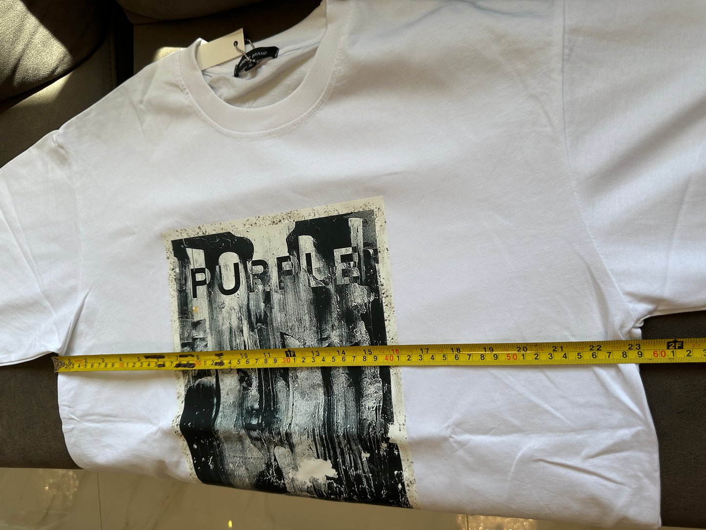 Purple Brand Oversized Graphic T-Shirt – White with Black Abstract Print