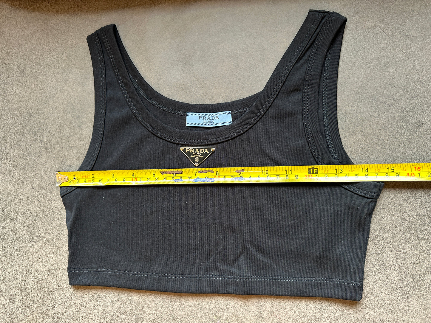 Prada Black Cropped Tank Top with Logo