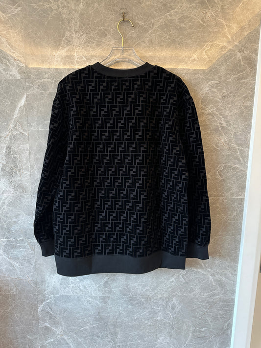 Fendi Black Velvet FF Logo Sweatshirt