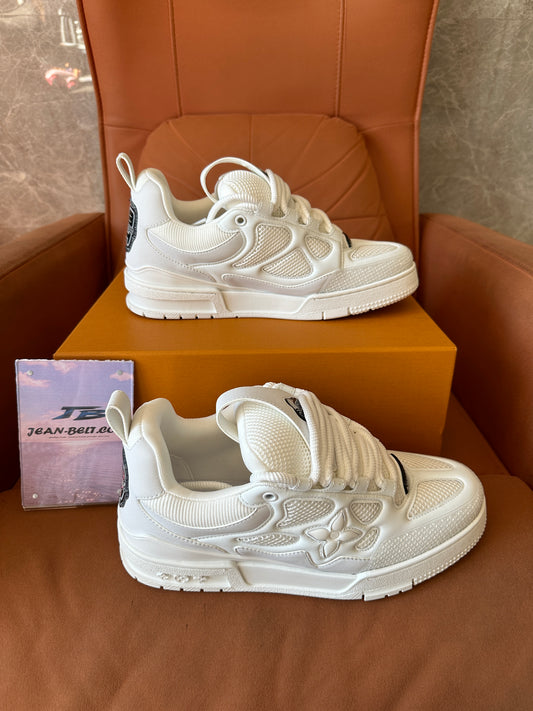 Louis Vuitton LV Trainer White Sneakers – Monogram Flower Embossed Low-top