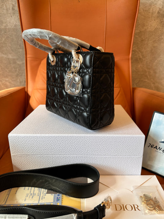 Dior Mini Bag Black Cannage Lambskin with Gold Hardware