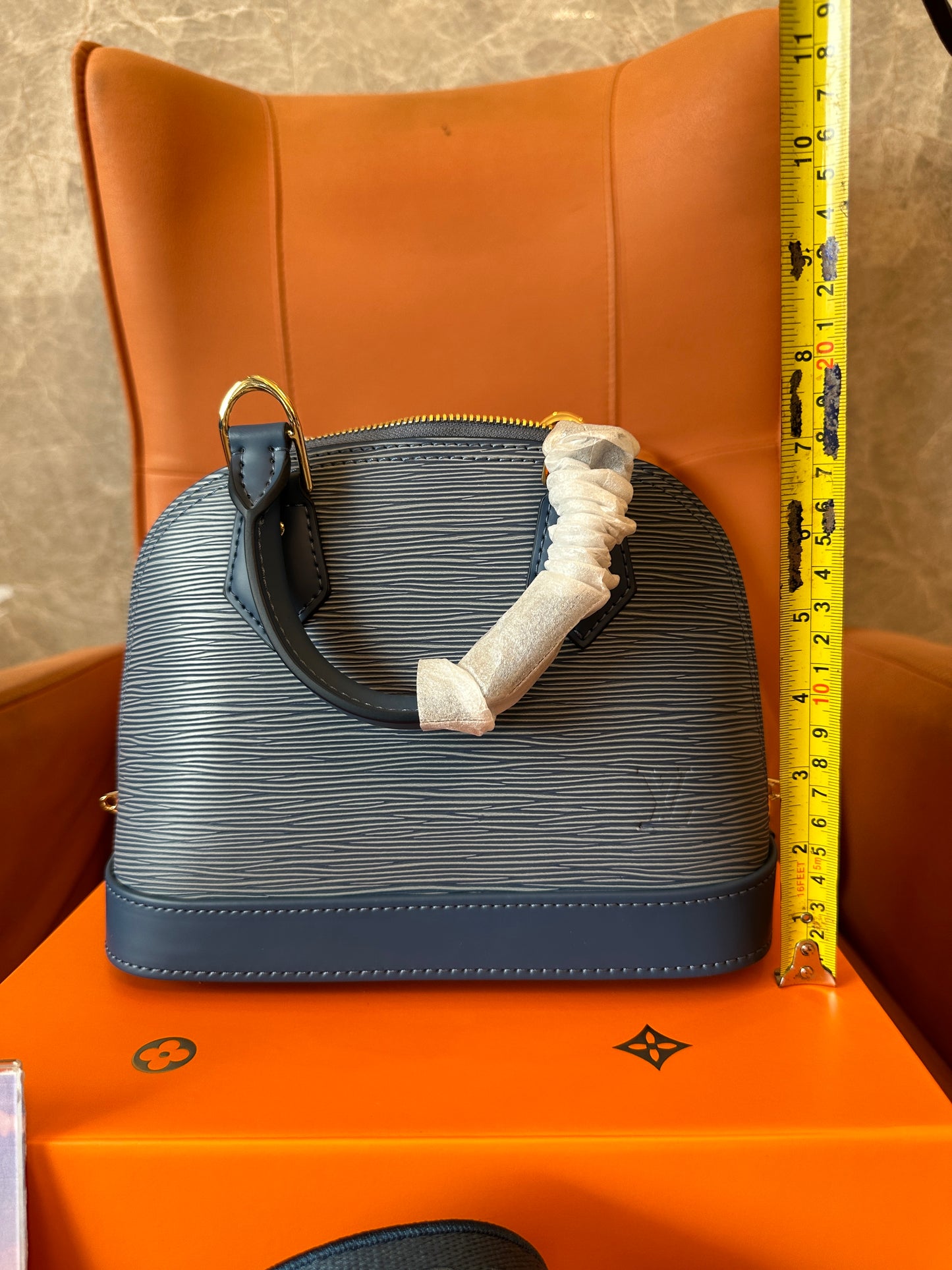 Louis Vuitton Alma BB Épi Leather Bag with Wide Strap - Blue