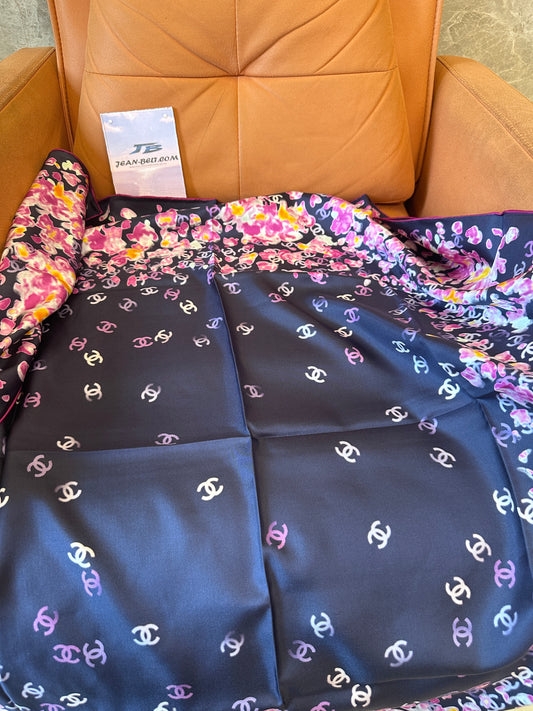 Chanel Floral Print Silk Scarf
