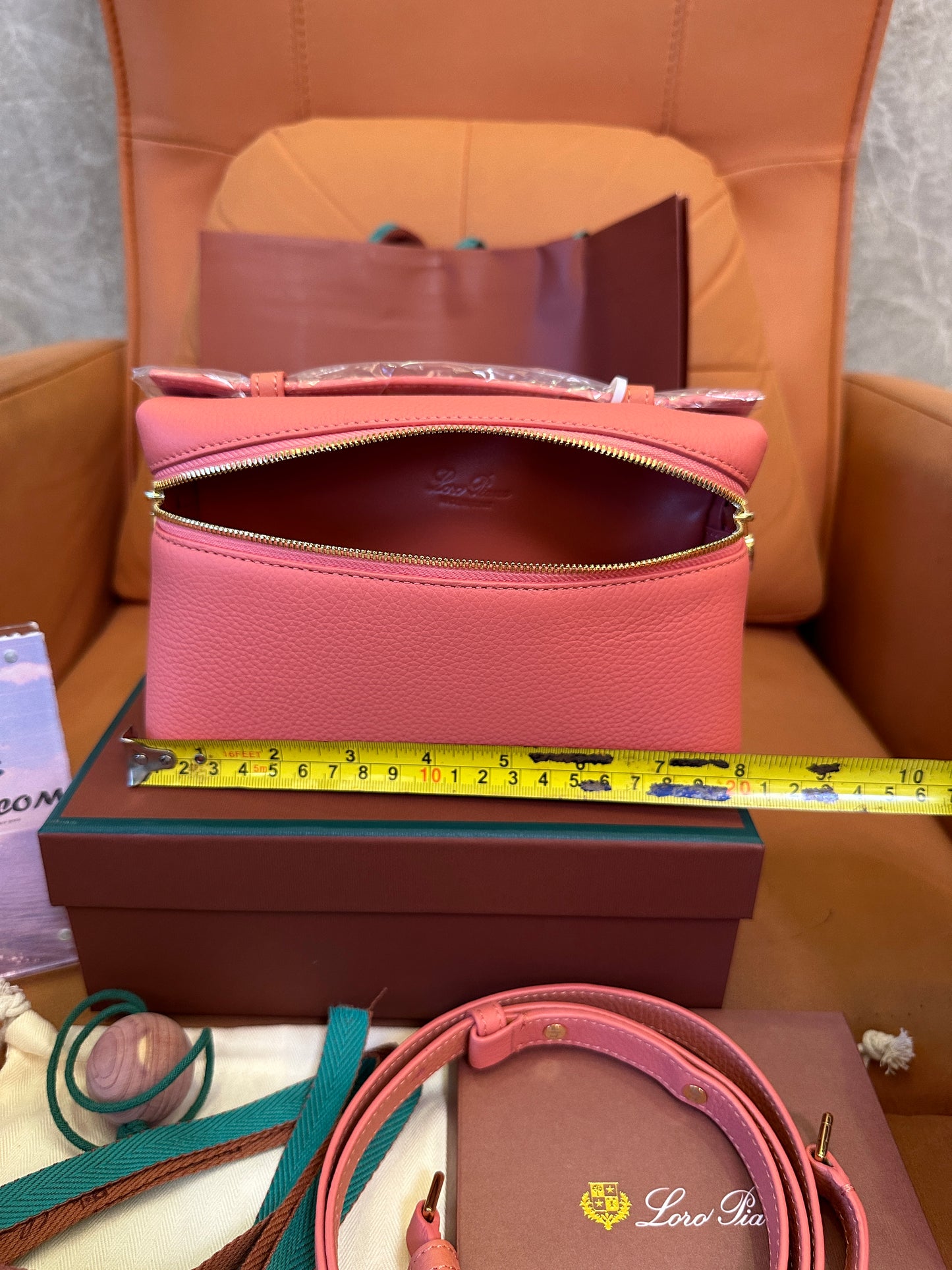 Loro Piana Small Leather Crossbody Bag – Coral Pink