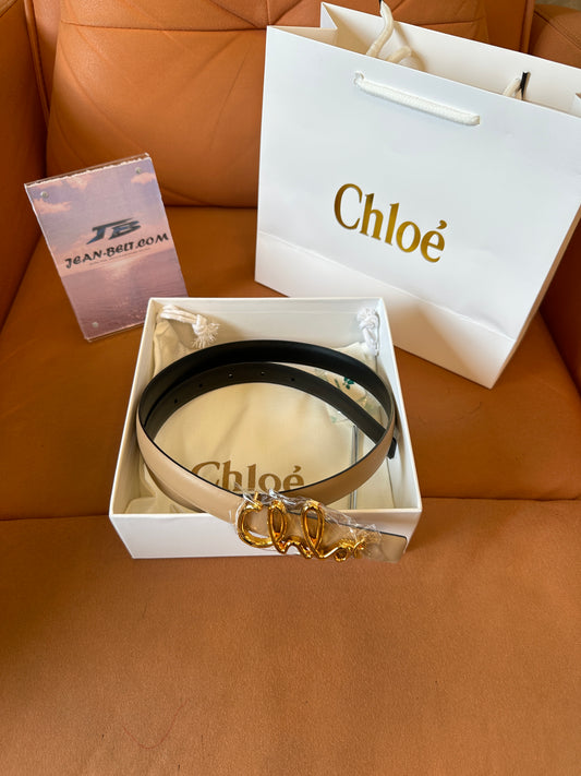 Chloé Alphabet Logo Leather Belt – Beige