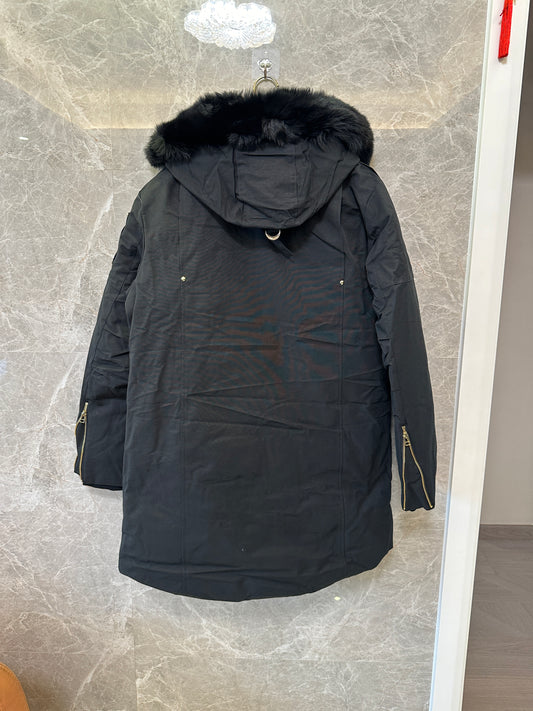 Moncler Fur Hood Black Down Jacket