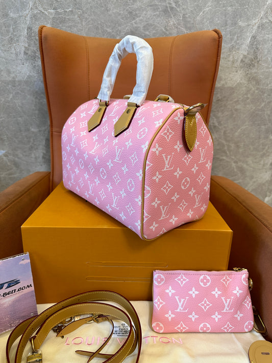 Louis Vuitton Speedy 30 Pink Monogram Bag Set