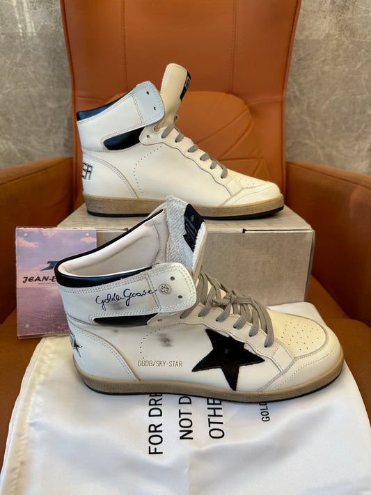Golden Goose Sky-Star White Black High-Top Sneakers