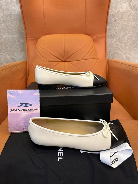 Chanel Two-Tone Leather Ballerina Flats