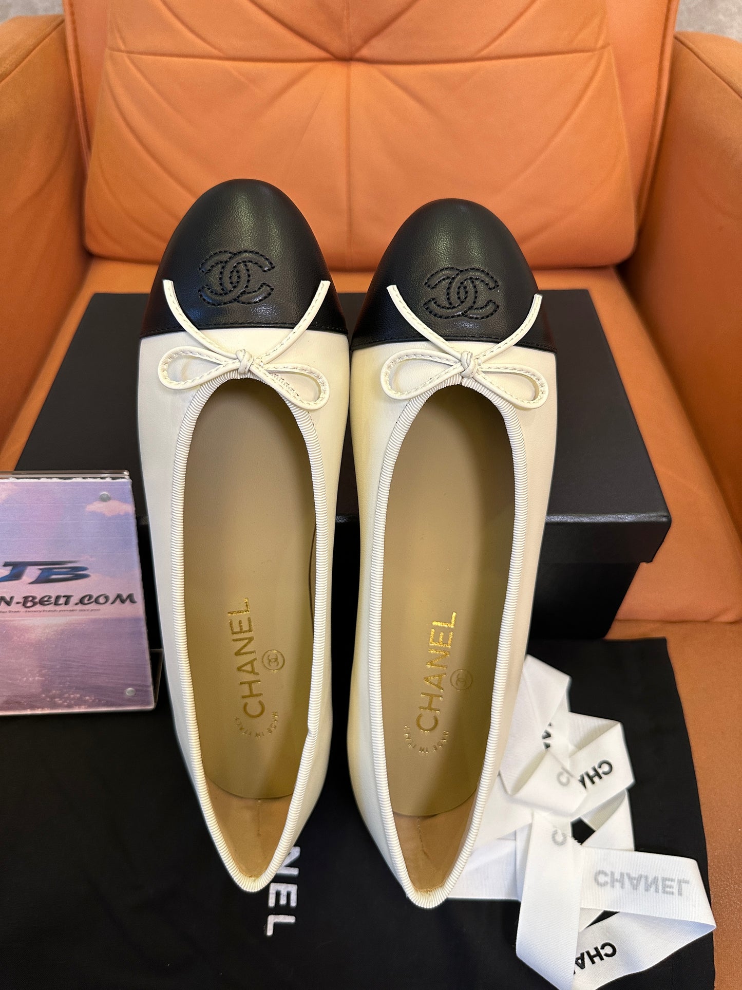 Chanel Two-Tone Leather Ballerina Flats