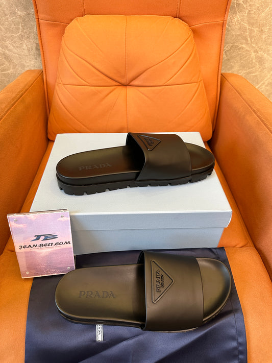 Prada Black Logo Slides with Chunky Sole