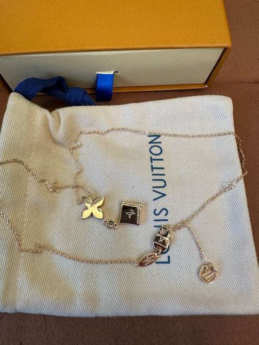 Louis Vuitton Monogram Flower Pendant Necklace in Rose Gold