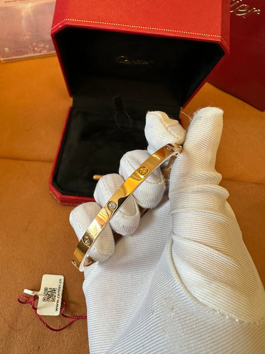 Cartier LOVE Bracelet – 18K Yellow Gold with 4 Diamonds (0.18ct)