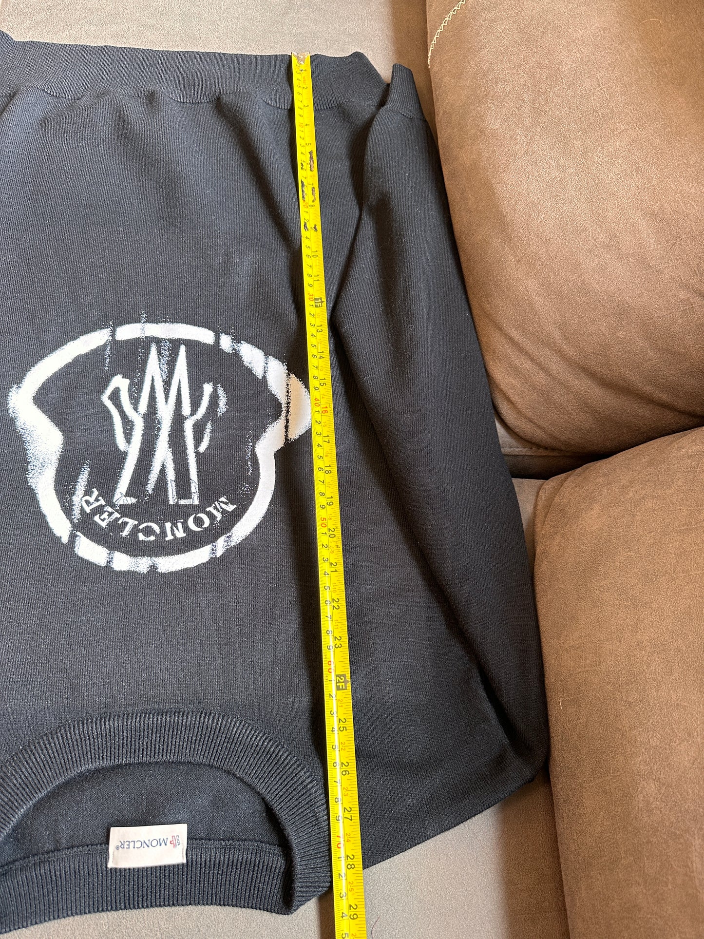 Moncler Classic Logo Print Black Knitted Sweater