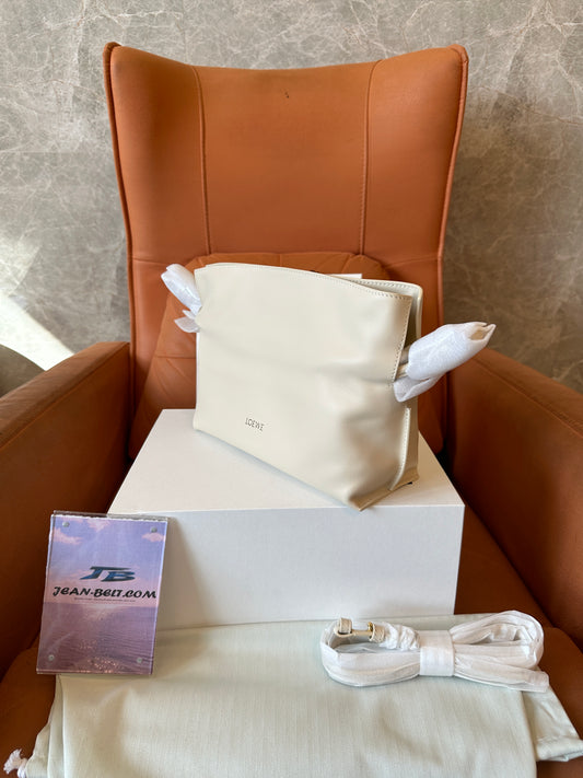 LOEWE Small Flamenco Clutch in Soft Calfskin – Cream White