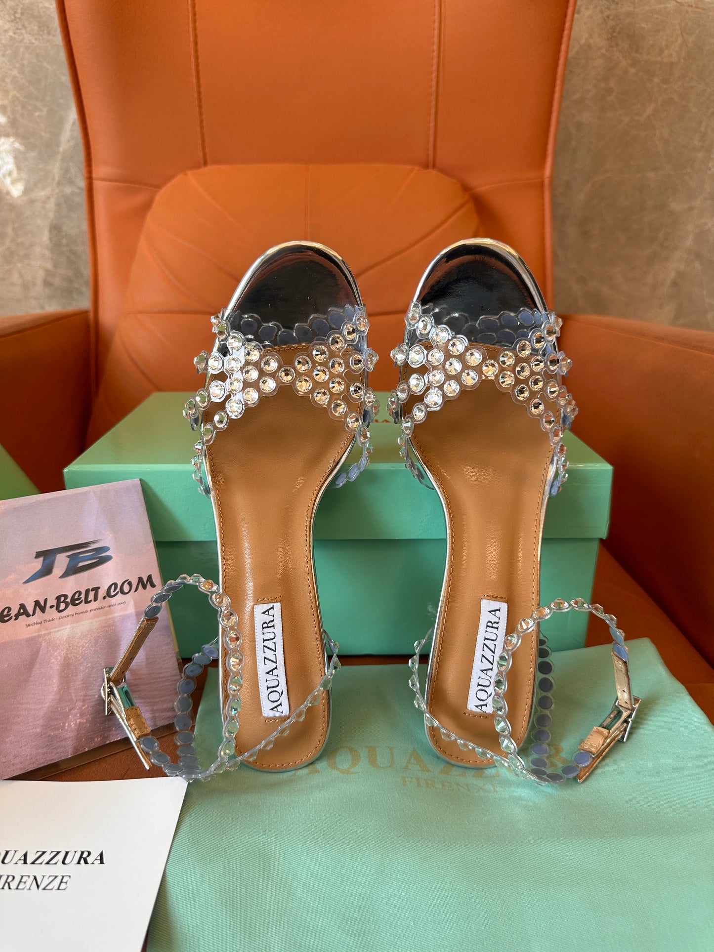 Aquazzura Crystal-Embellished Metallic Heels
