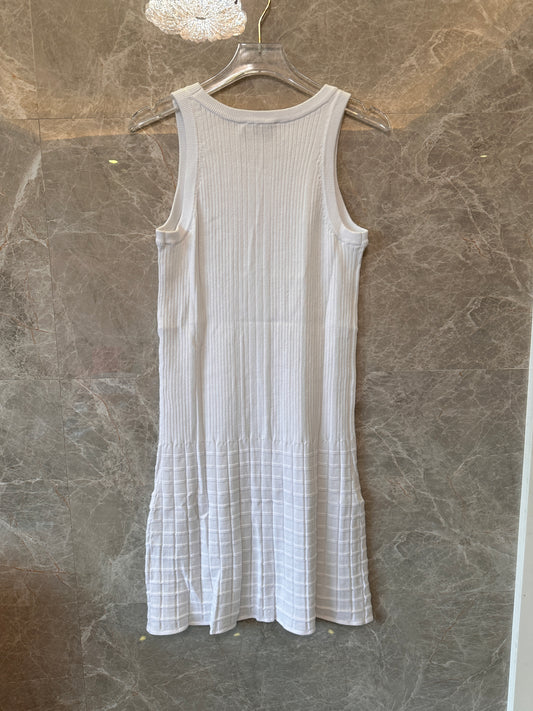 Chanel Ribbed Cotton Sleeveless Knit Dress