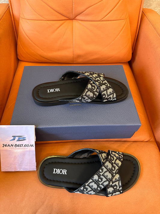 Dior Dway Oblique embroidered slide sandals