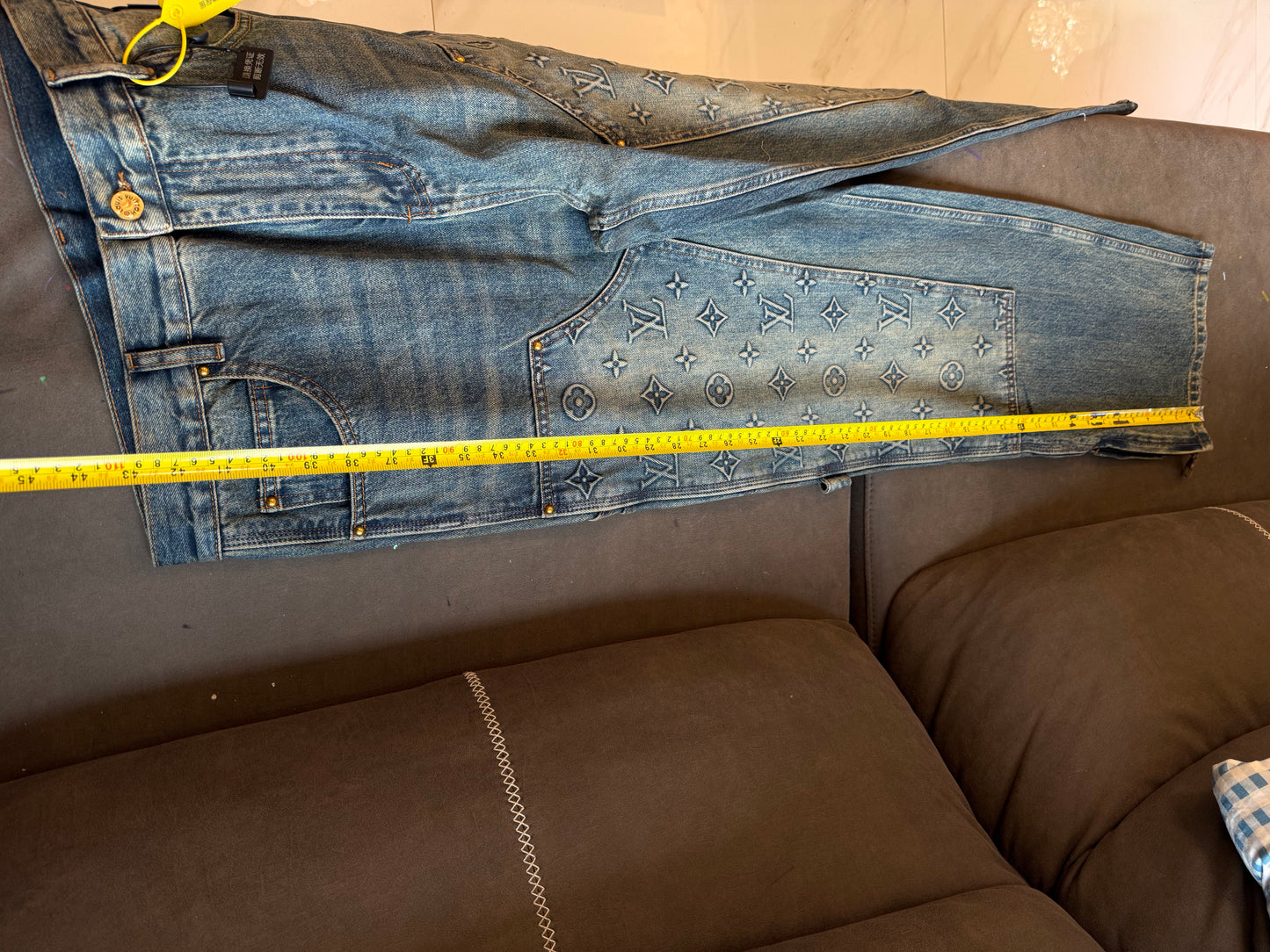 Louis Vuitton Monogram Embossed Cargo Denim Jeans