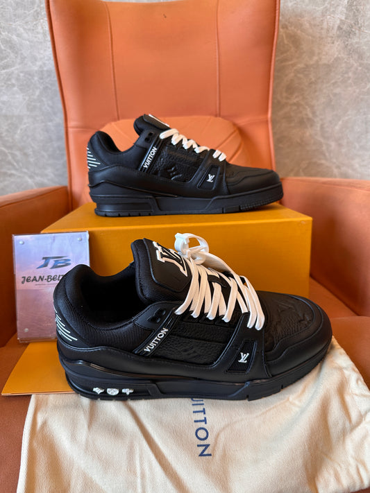 Louis Vuitton LV Trainer Sneaker - Black Monogram Embossed Leather