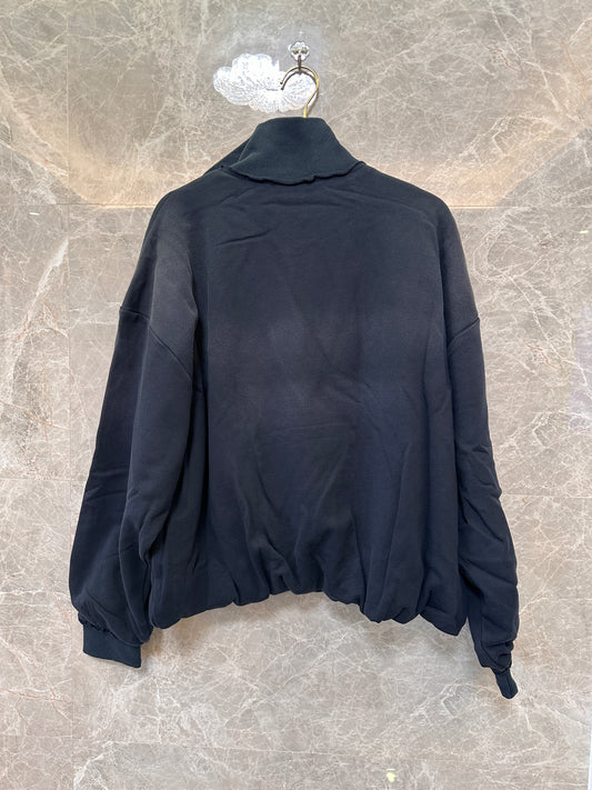 Acne Studios Half-Zip Oversized Mock Neck Sweatshirt - Black