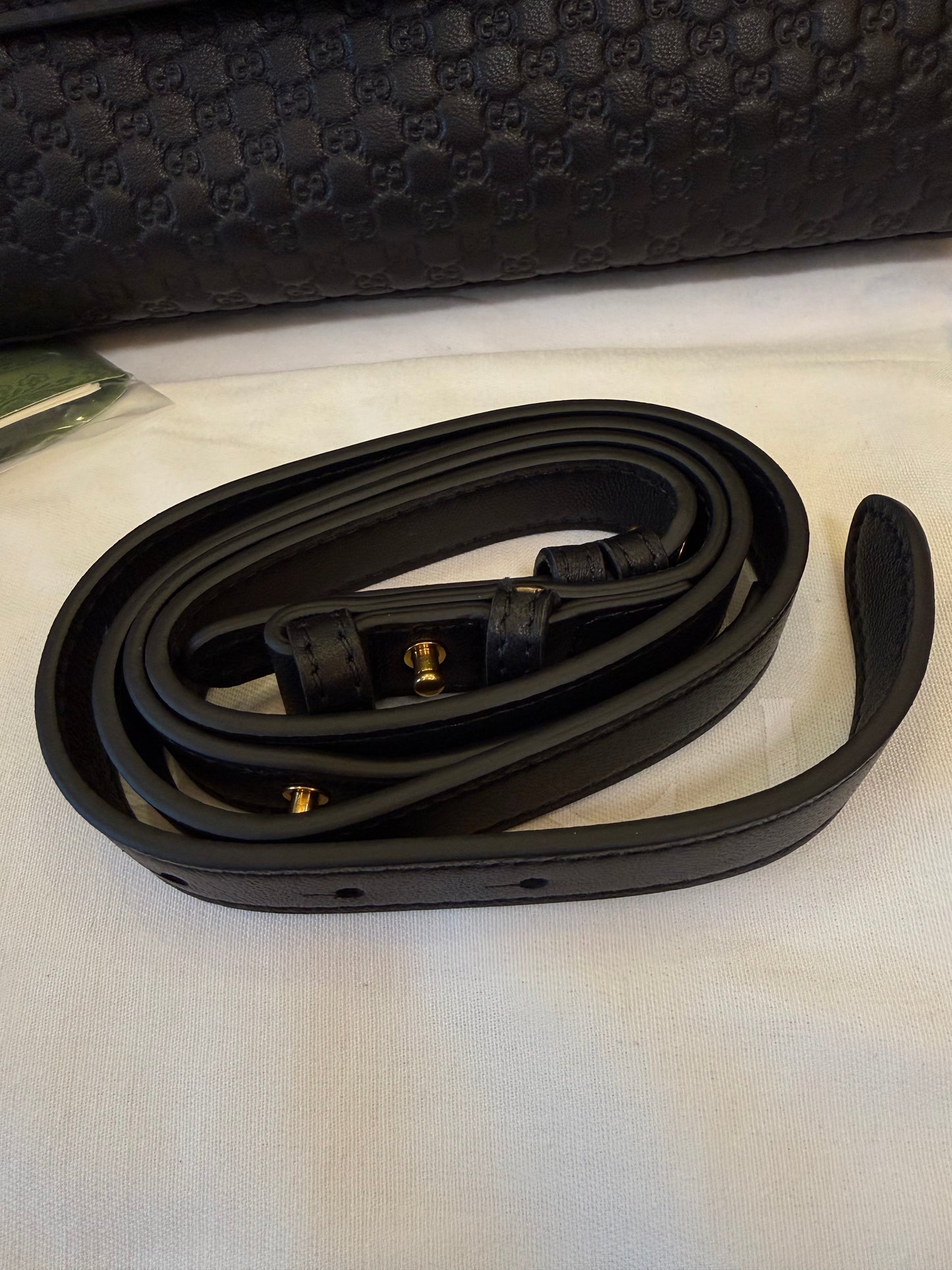 Gucci GG Embossed Leather Chain Shoulder Bag Black
